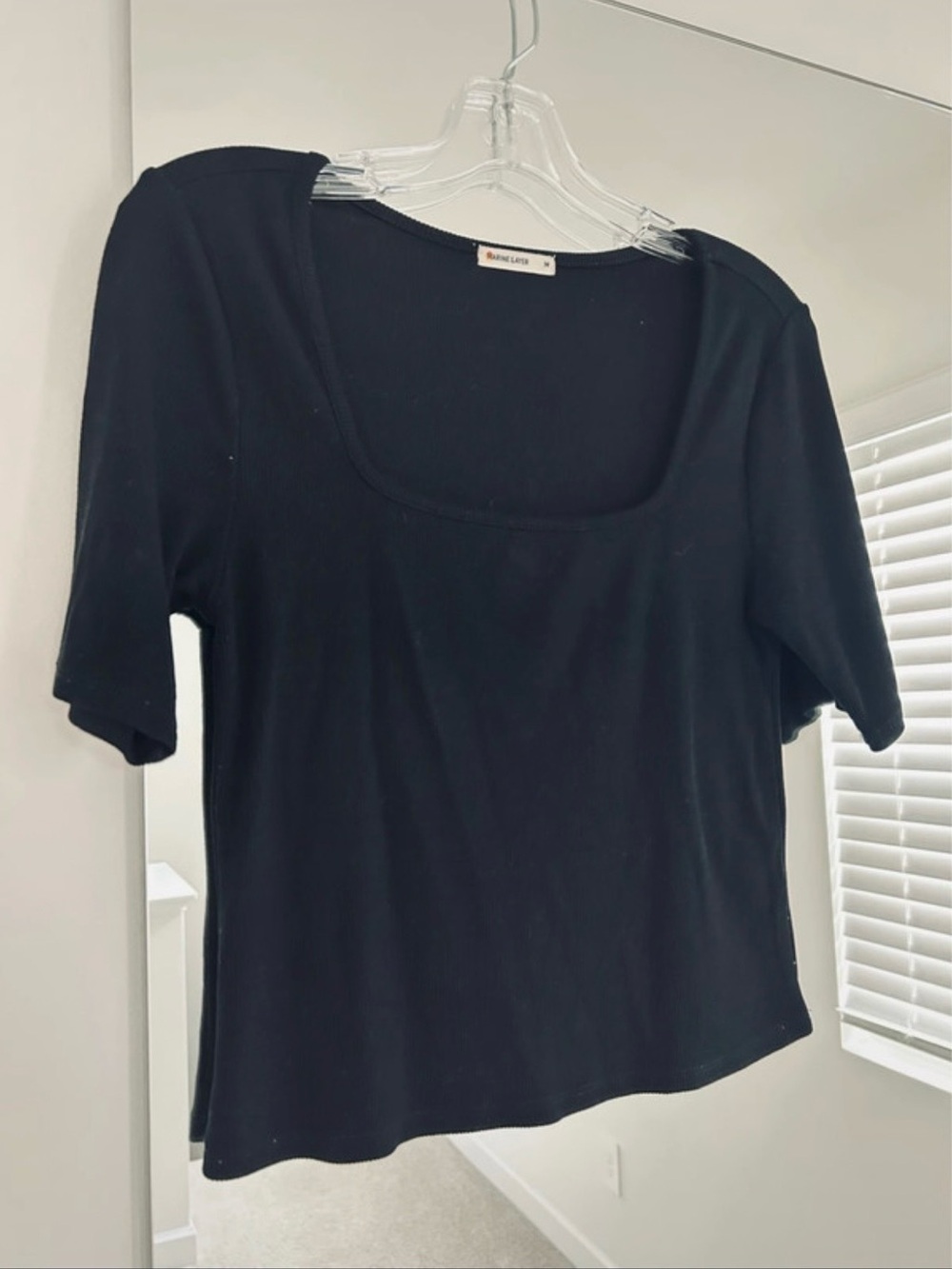 Marine Layer Black Scoop Neck Short Sleeve Top